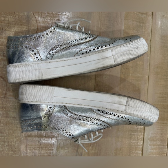Shellys London STELLA  metallic silver Oxford platform shoes sneakers lace up - Picture 5 of 14